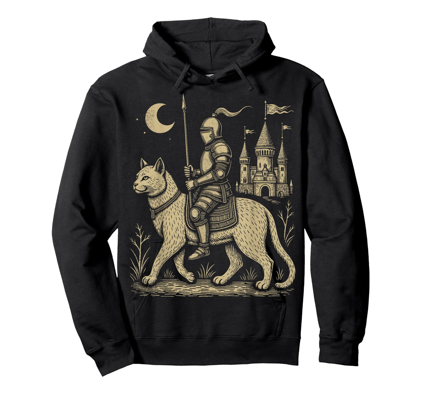Weird Medieval Cat Middle Ages Armored Knight Riding Cat T-Shirt