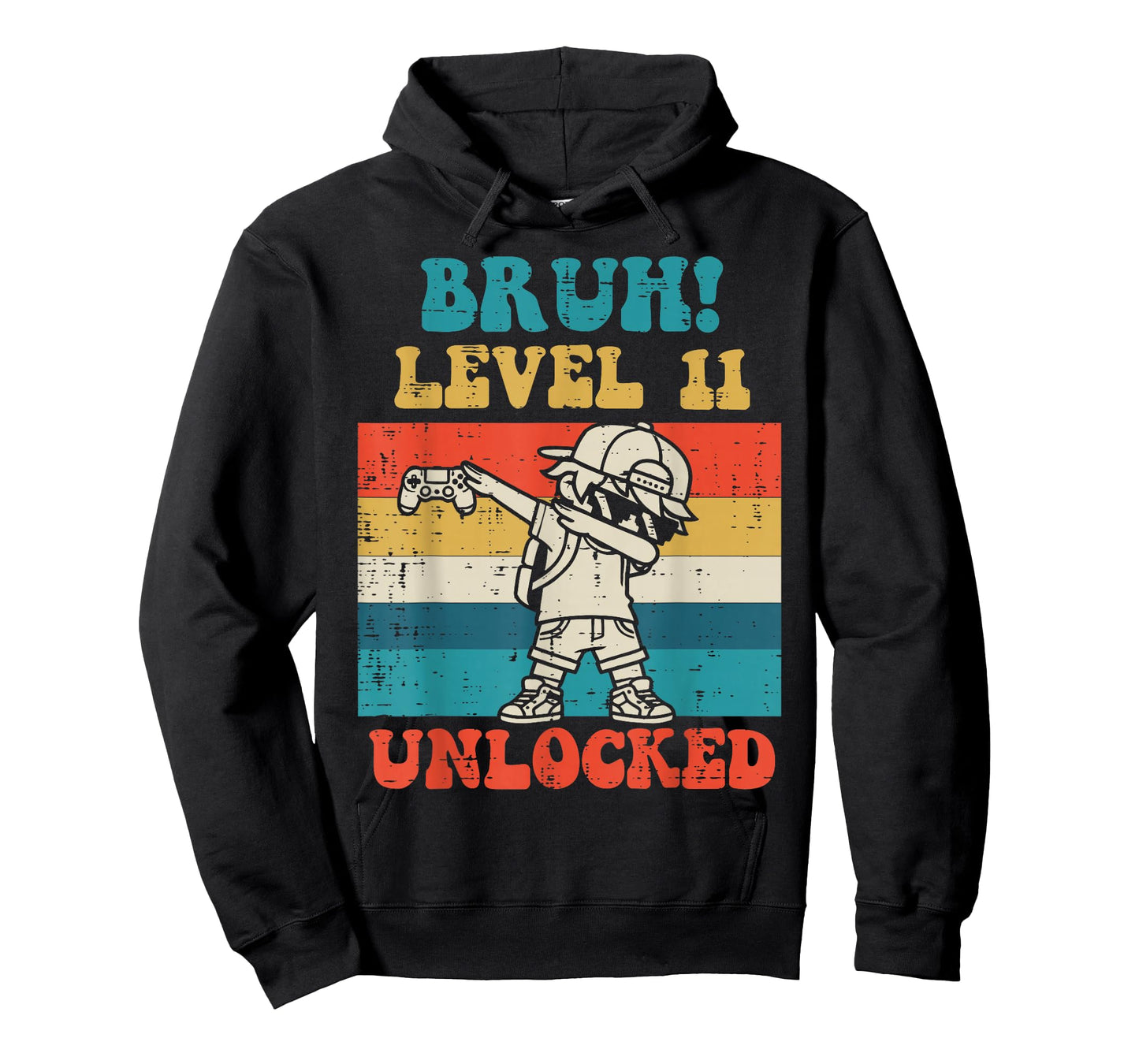 Bruh Level 11 Unlocked Gamer Dab Retro 11th Birthday Boys T-Shirt