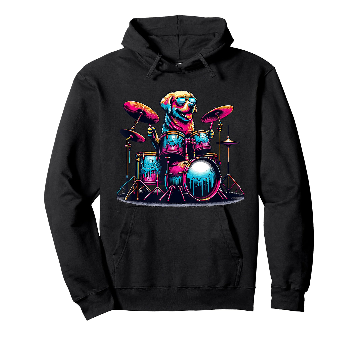 Pop Art Dog Playing Drums Drum Drummer Drumming Drummers T-Shirt for Men Women Girls Kids