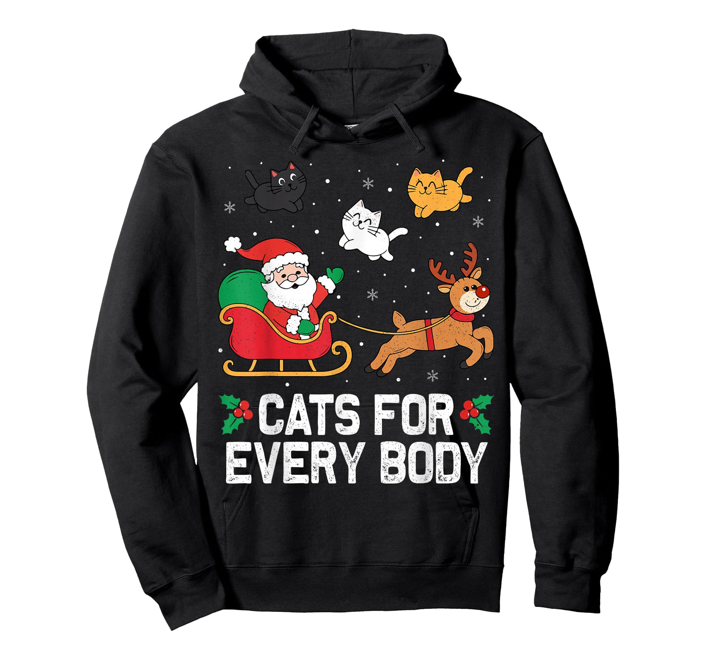 Cats For Everybody Christmas Cat Funny Xmas Women Santa Cute T-Shirt