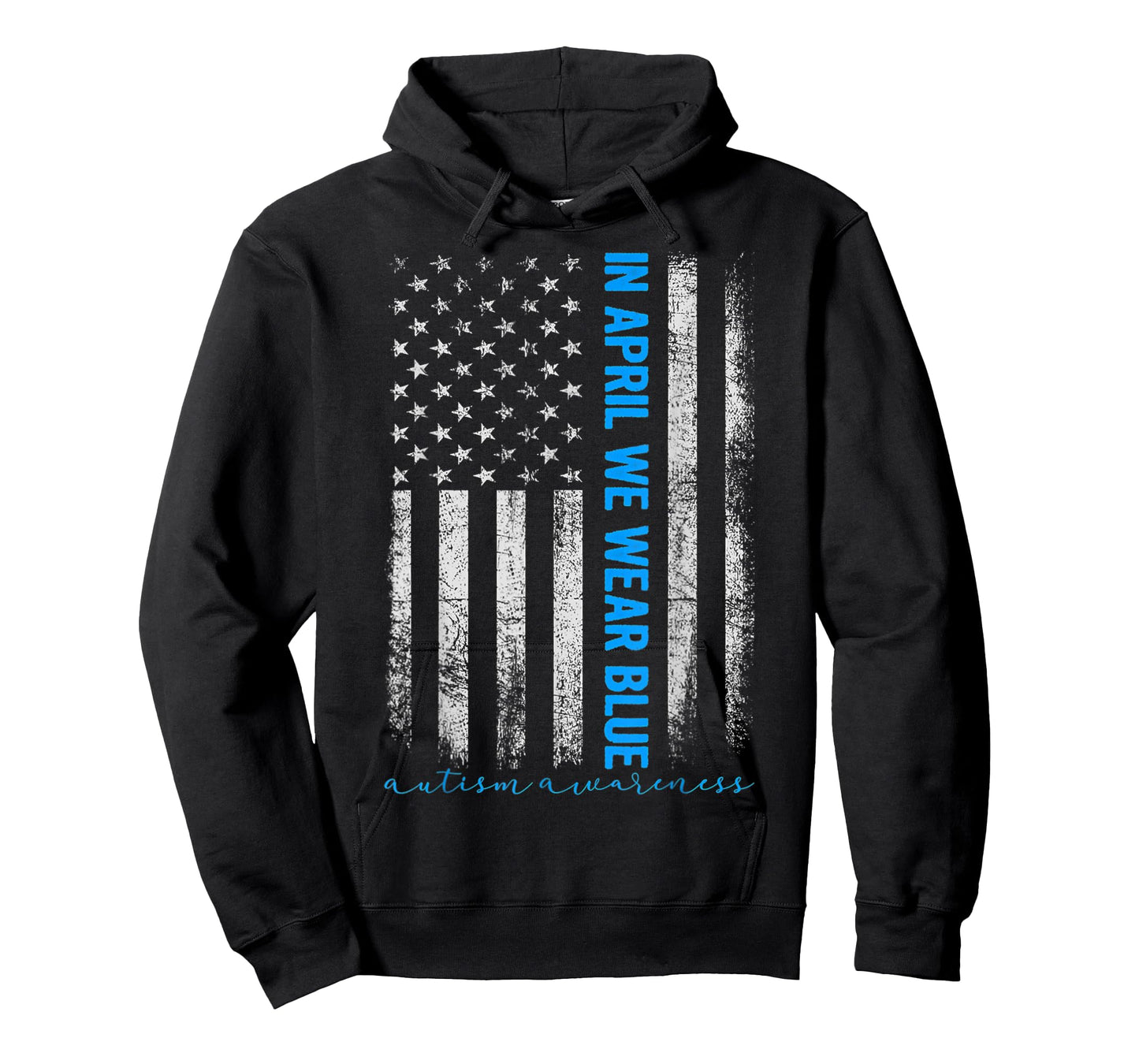 American USA Flag In April We Wear Blue Autism Awareness Women Kids Men T-Shirt