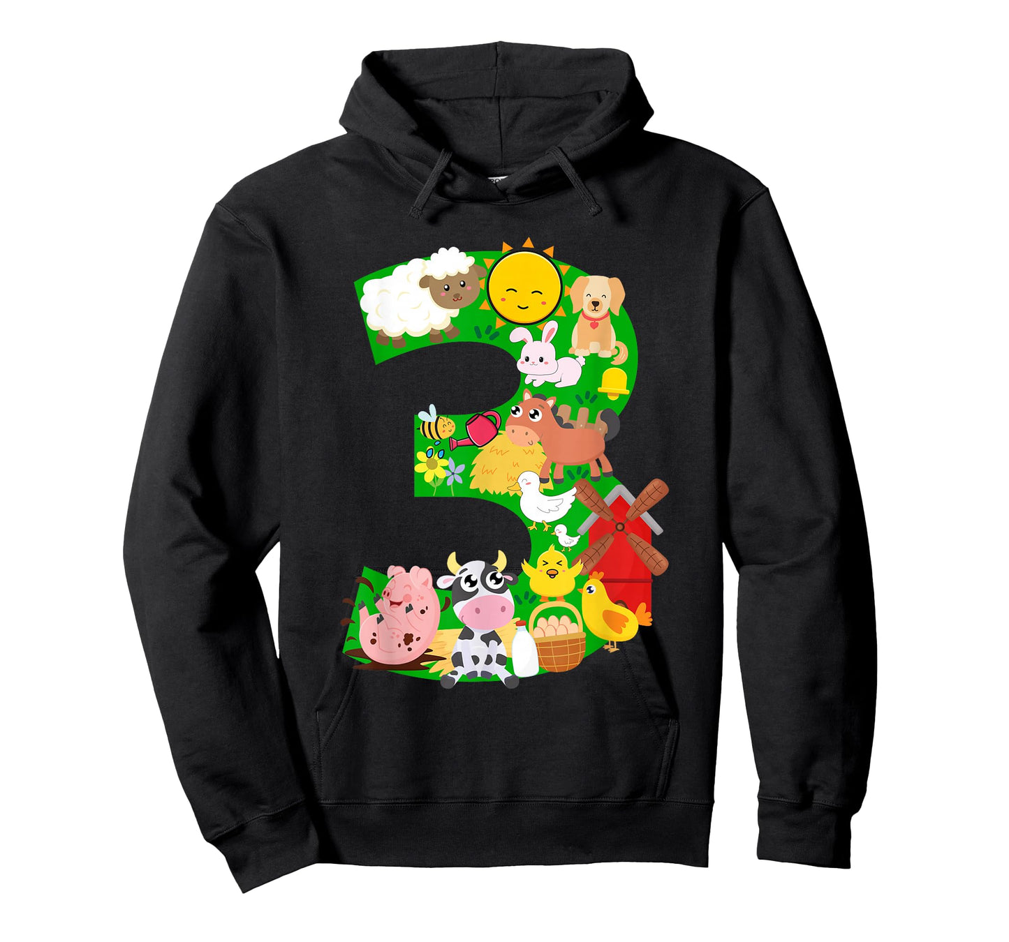 Farm Animals 3 Three Year Old Kids 3rd Birthday Party Farmer T-Shirt