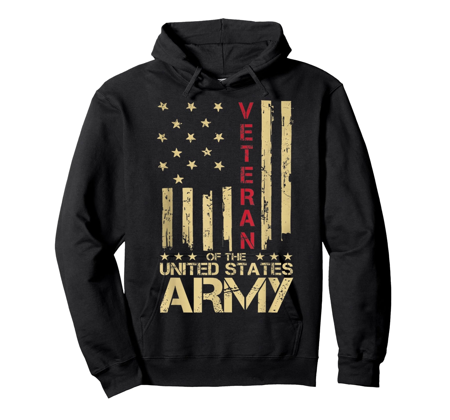 Patriotic U.S Army Veteran Red Line American Flag Vintage T-Shirt Small
