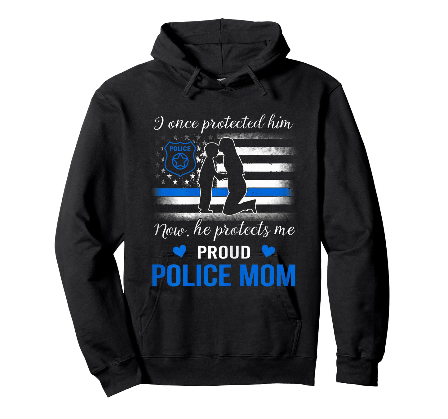 Thin Blue Line American Flag Proud Police Mom T-Shirt