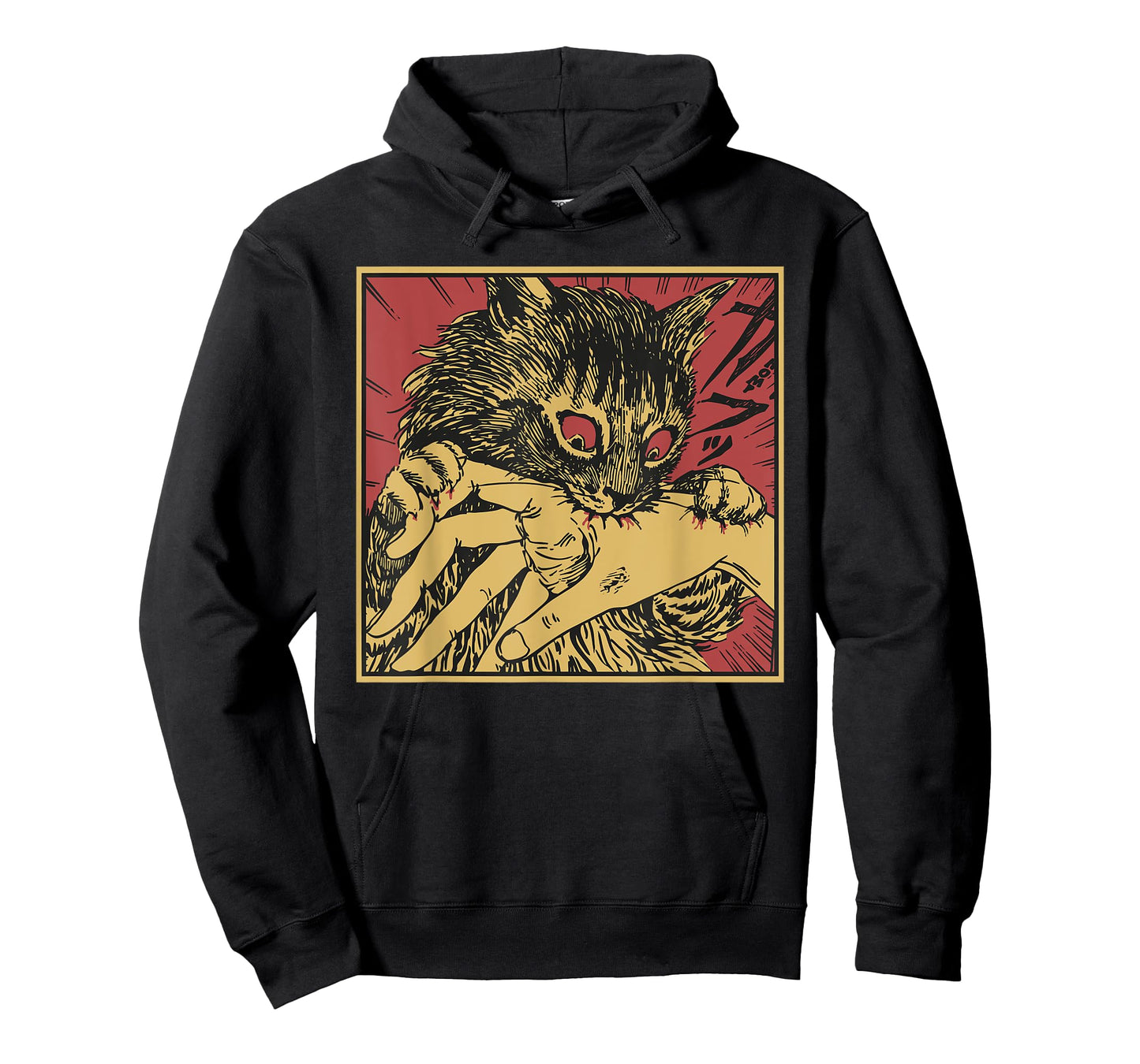 Cat Bite Horror Anime Creepy Crazy Cat Japanese T-Shirt