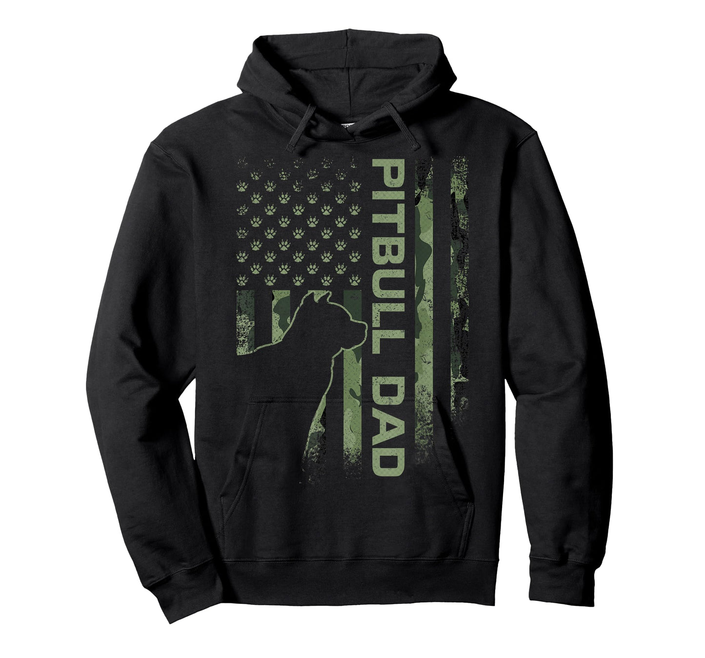 American Camo Flag Proud Pitbull Dog Dad Pittie Silhouette T-Shirt