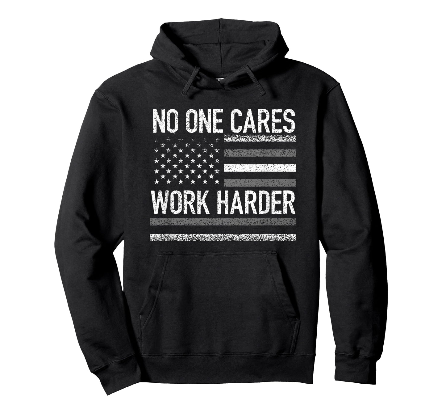 No One Cares Work Harder Motivational Workout Gym USA Flag T-Shirt