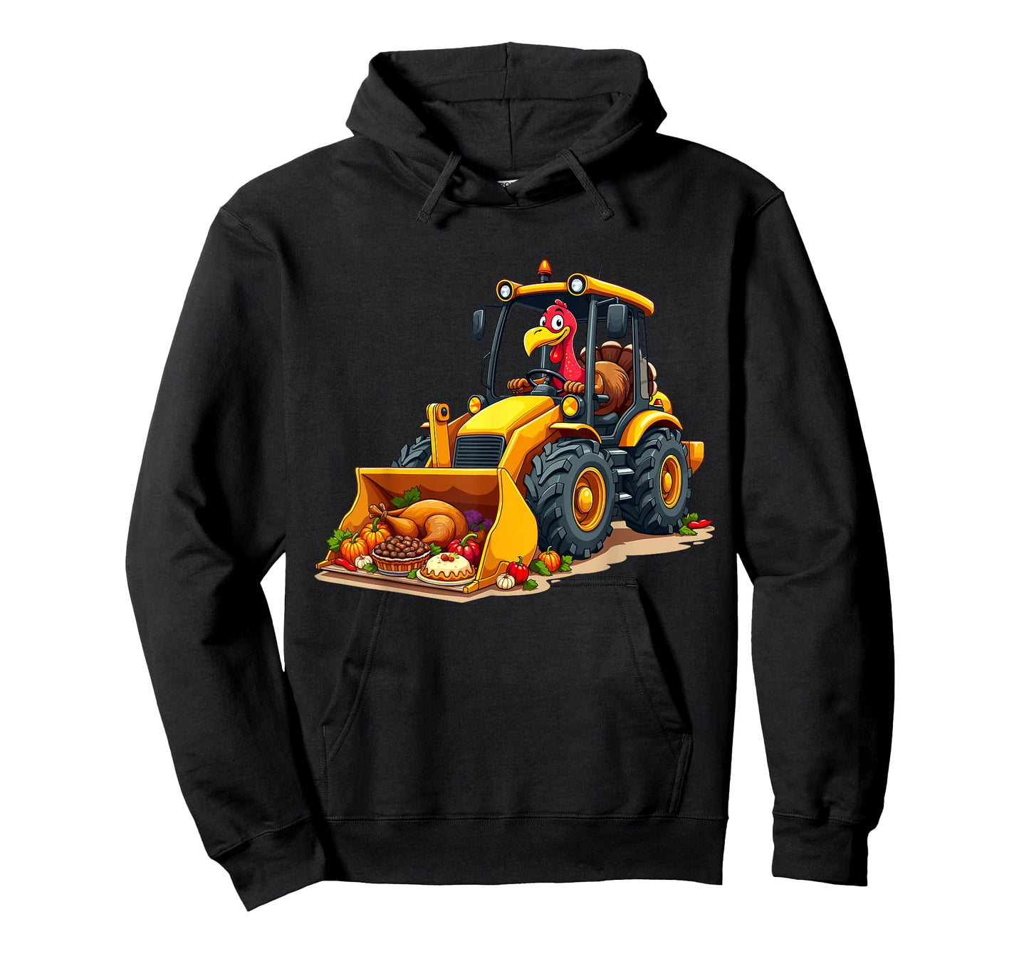 Boys Thanksgiving Kids Thanksgiving Funny Turkey Driving Loader with Harvest Feast T-Shirt