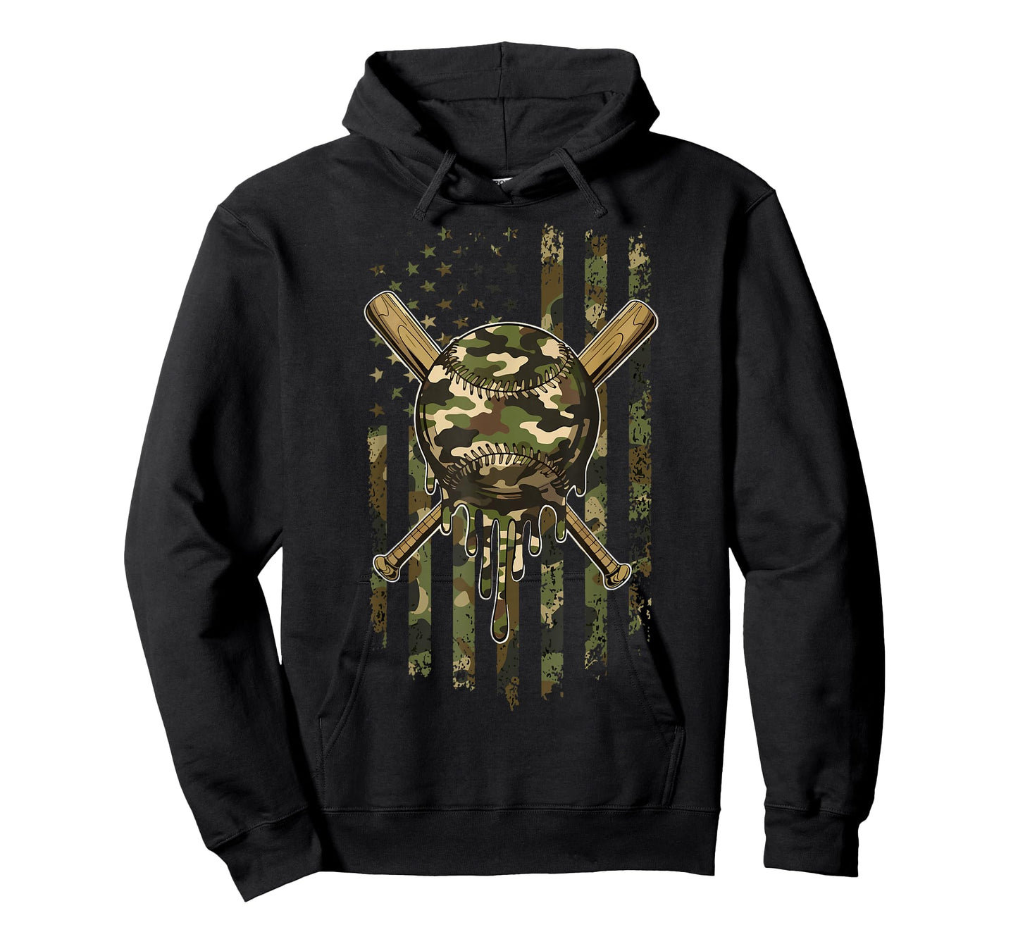 Ice Cream Baseball Drip for Boys Camo USA Flag Camouflage T-Shirt