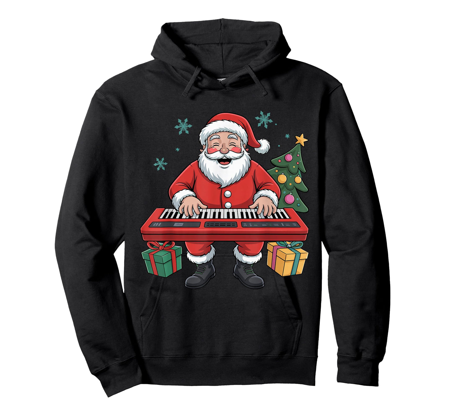 Funny Santa Playing Digital Keyboard Holiday Chrismas Pajama T-Shirt