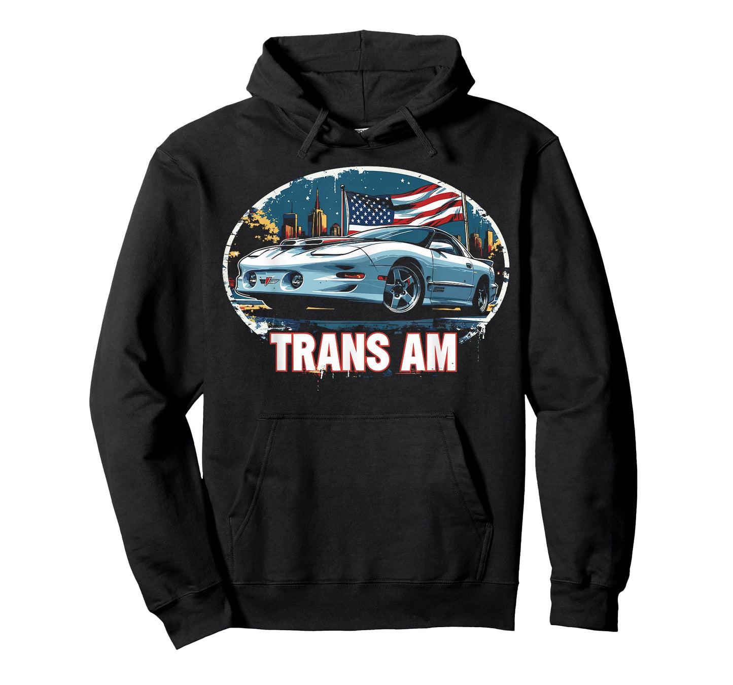 1998 Trans Am City Scene American Flag Graphic Trans Am T-Shirt