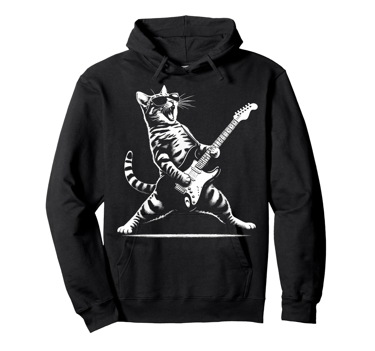 Guitar Cat Novelty Rock Music Band Concert Funny Cat T-Shirt