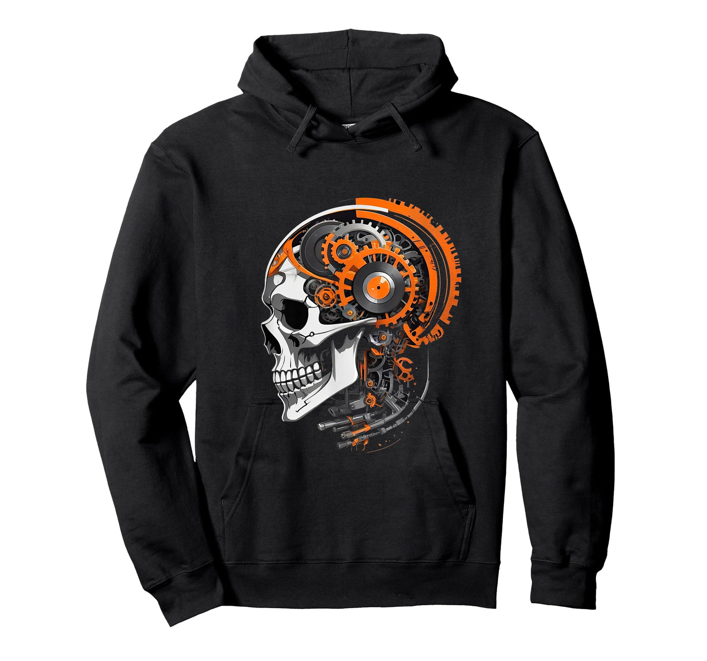 Cyberpunk Skull with Gears Vinyl Record Art Futuristic T-Shirt