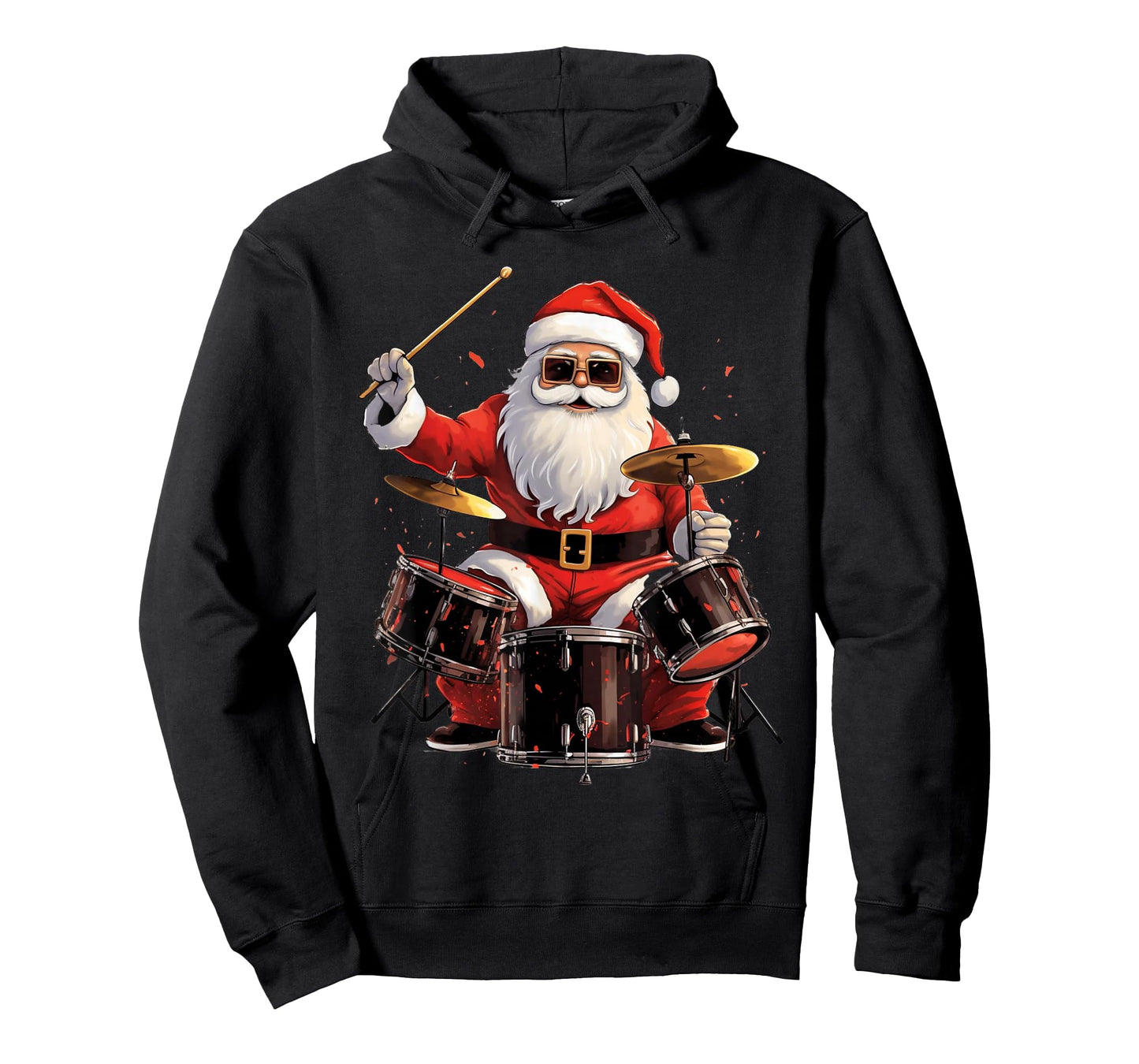 Santa Drumming Funny Musician Christmas Holiday Pajamas T-Shirt