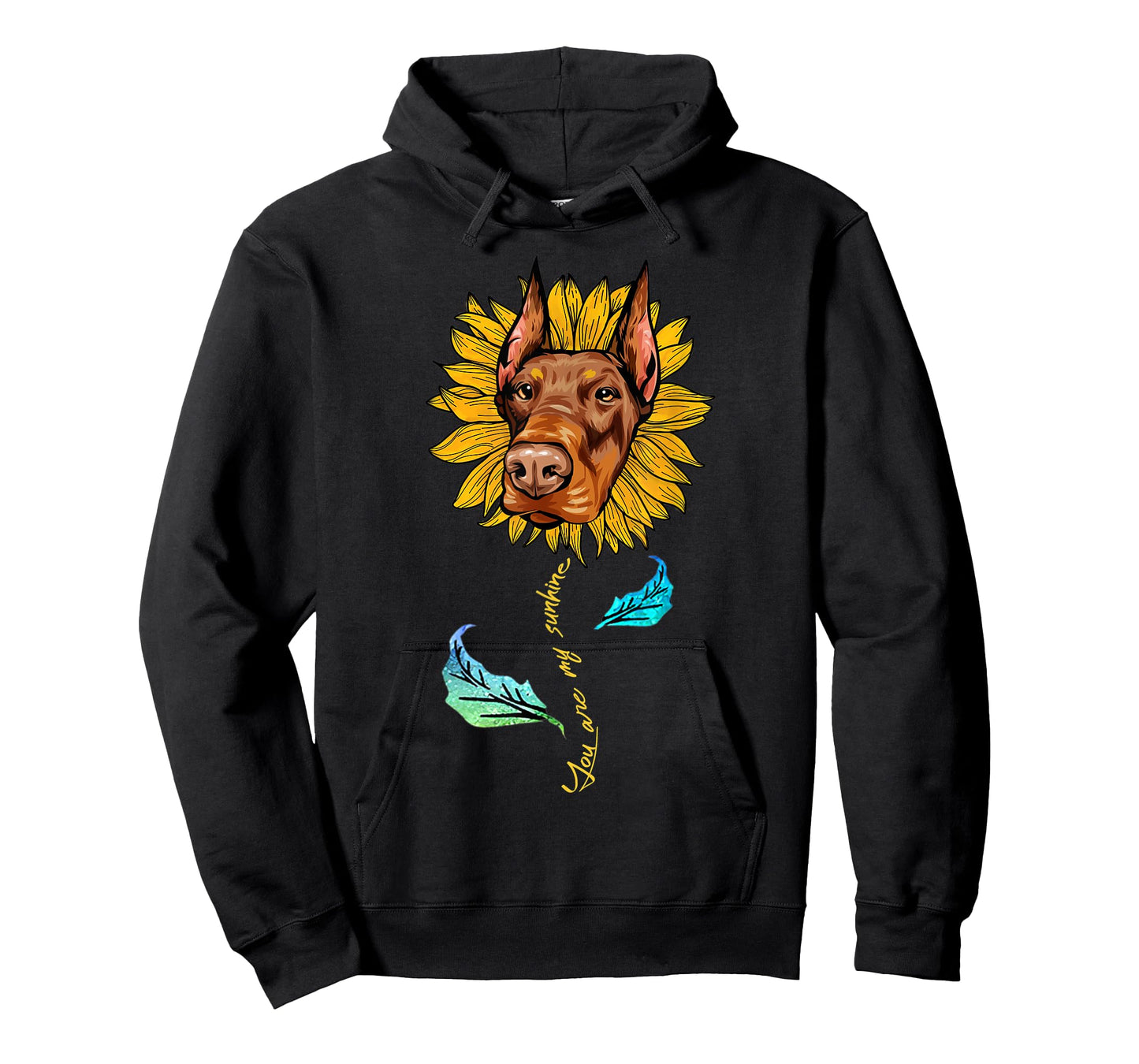 Sunflower Doberman head Funny Dog T-Shirt