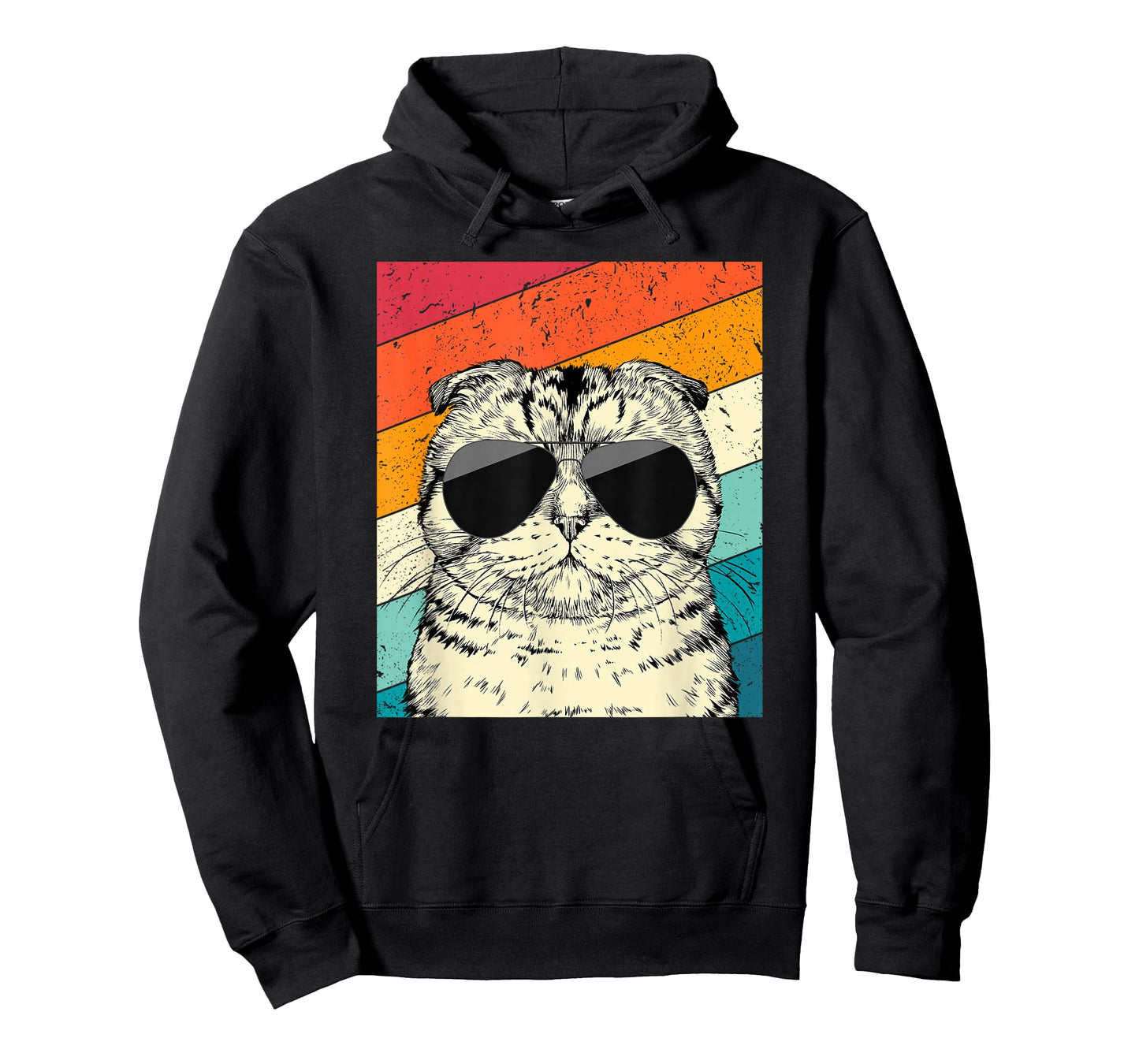 Retro Vintage Scottish Fold Cat with Sunglasses Cat Lovers T-Shirt
