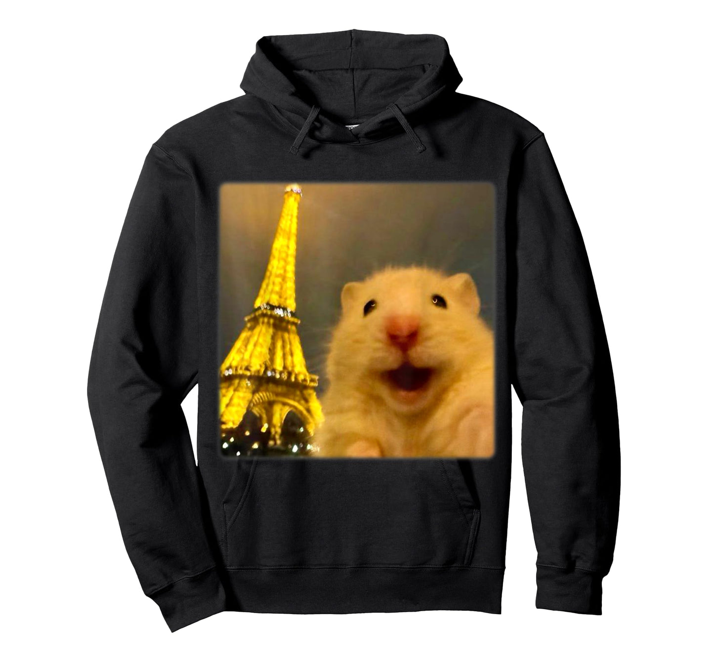Hamster Selfie with Eiffel Tower Funny Cute Rat Animal Meme T-Shirt