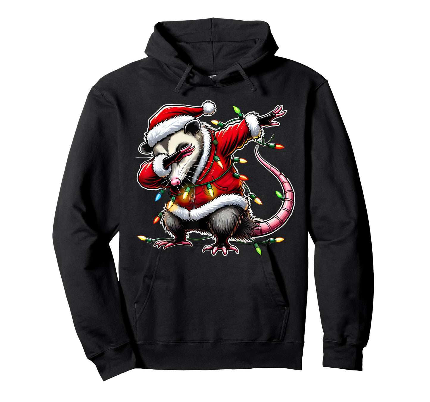 Christmas Santa Costume Dabbing Opossum Xmas Lights Kids Dab T-Shirt