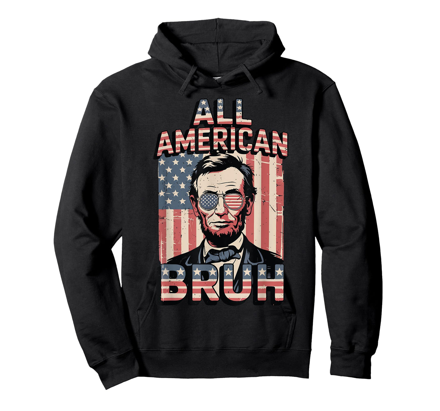4th July All American Bruh Abraham Lincoln Teen Boy USA Flag T-Shirt