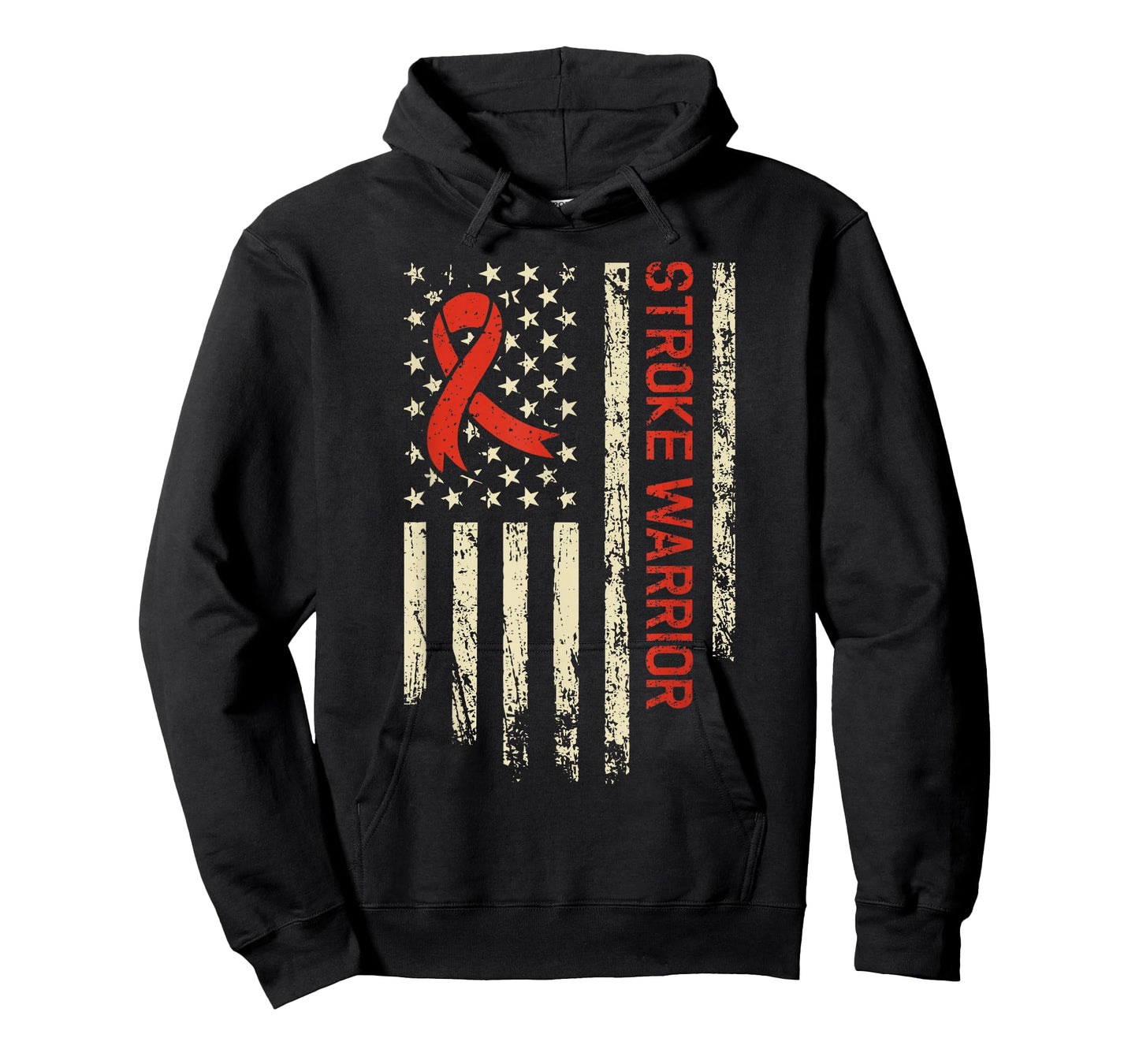 Stroke Warrior USA Flag - Red Ribbon Stroke Awareness T-Shirt