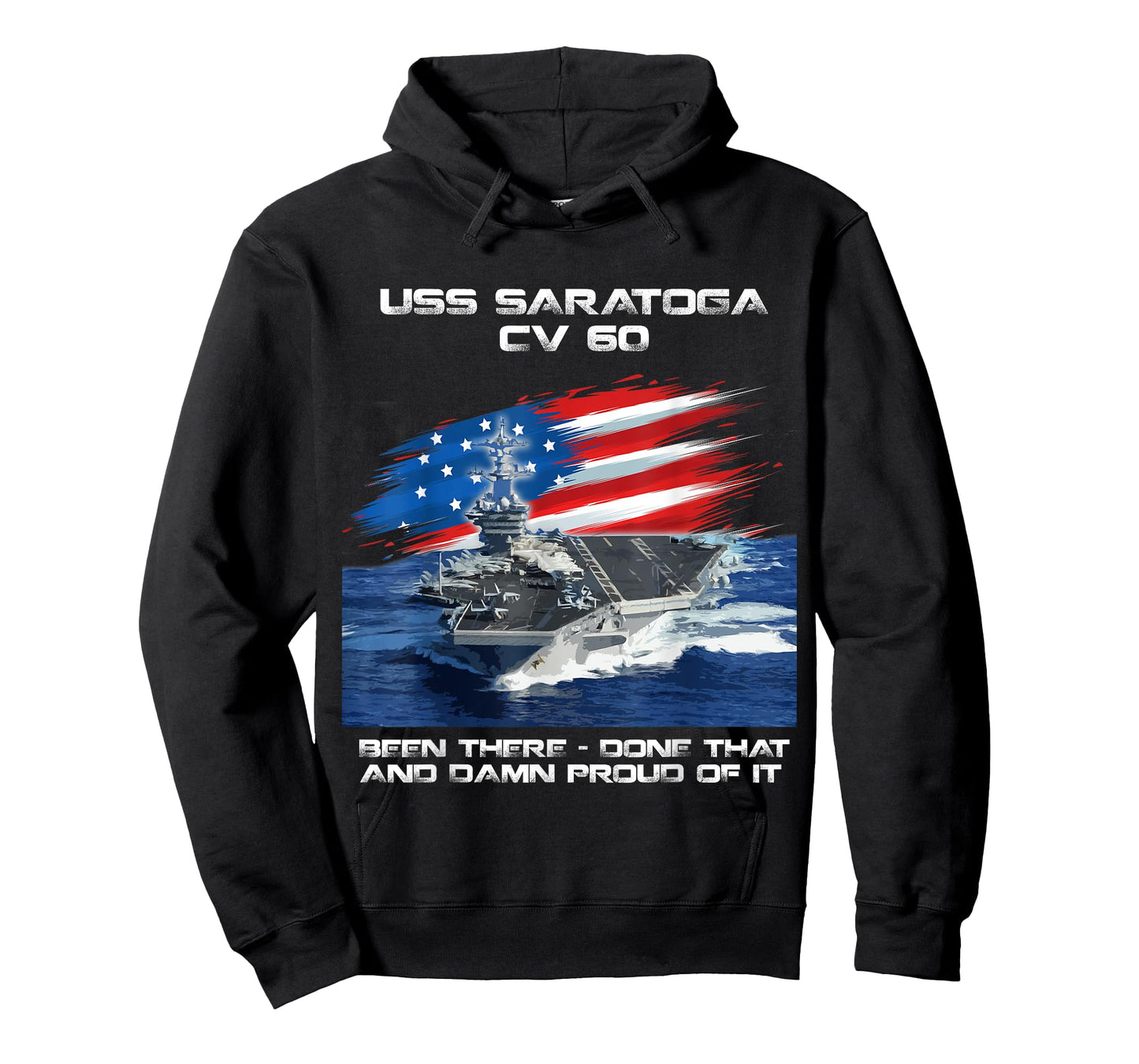 USS Saratoga CV 60 Aircraft Carrier Veteran USA Flag Xmas T-Shirt