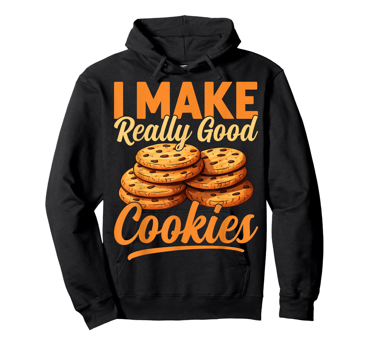 Cookie Maker Gifts Co. Unisex-Adults Humorous Modern Black Cotton T-Shirt, Small, Short Sleeve, I Make Really Good Cookies