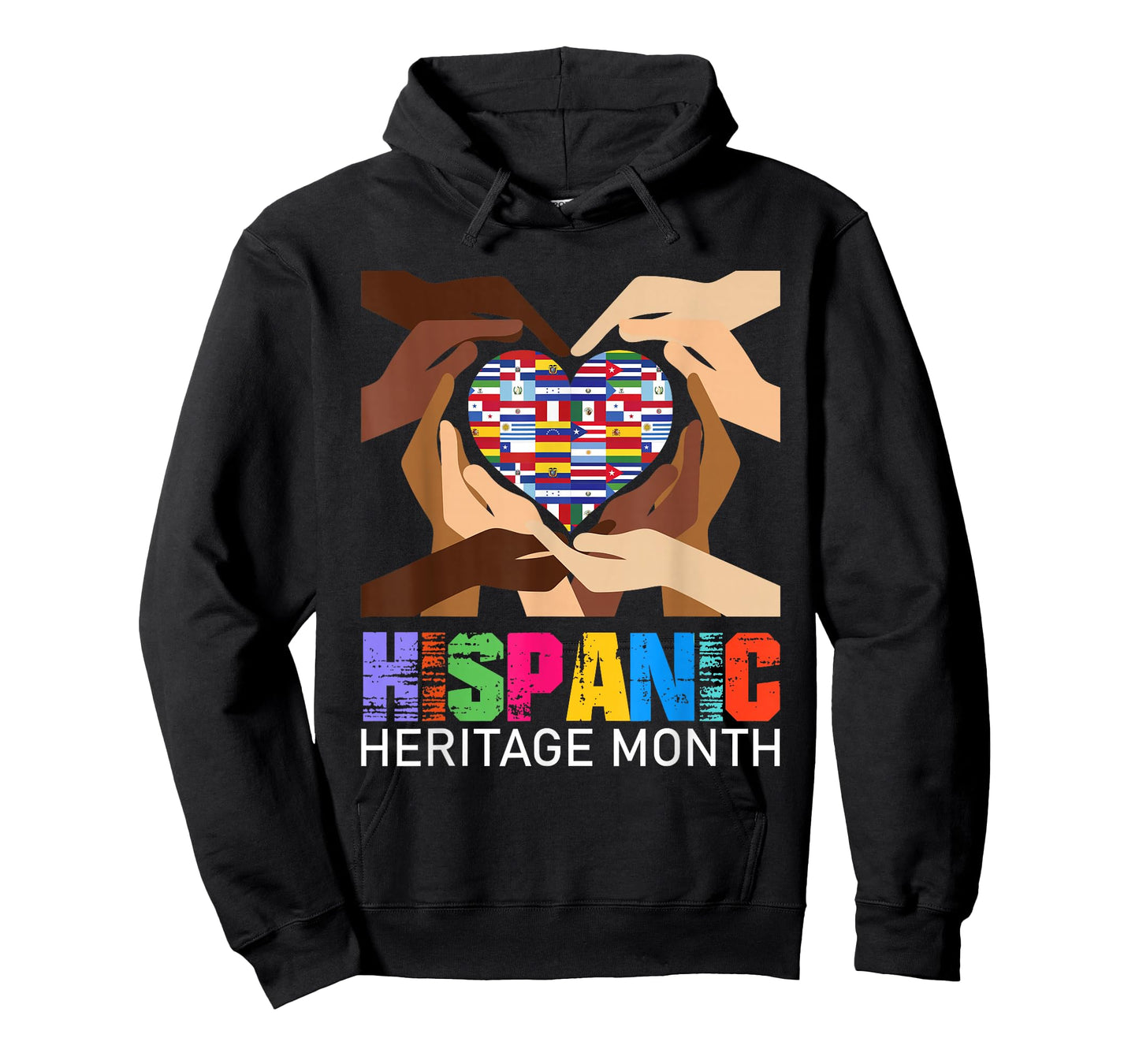 Hispanic Heritage Month Hands Heart Latino Countries Flags T-Shirt