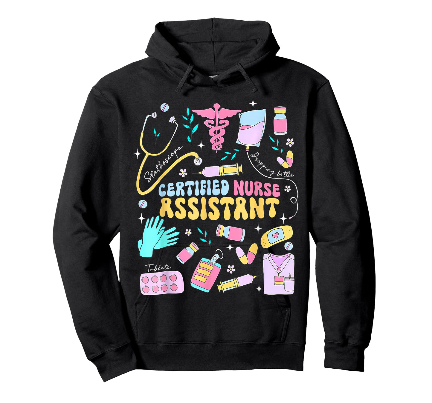 CNA Certified Nursing Assistant Funny Nurse CNA Life T-Shirt, Small, Black