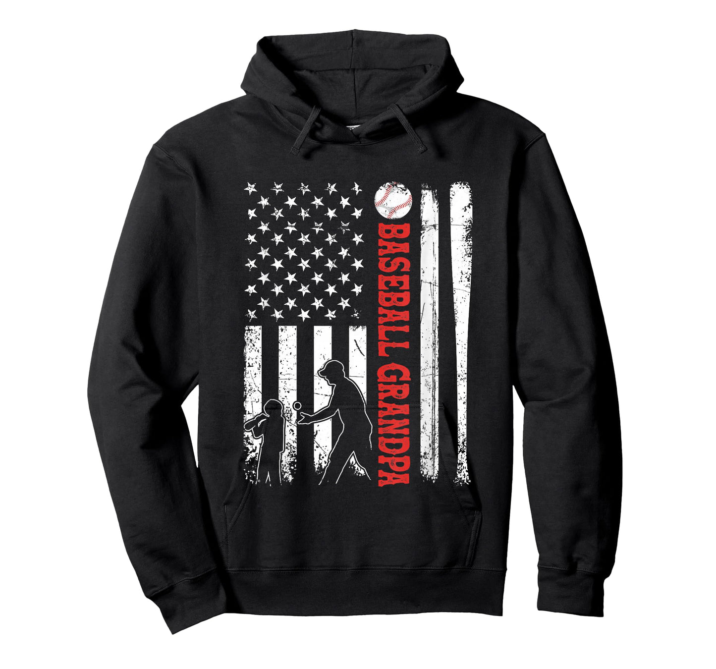 Distressed USA American Flag Baseball Grandpa Father's Day Women Kids Men T-Shirt