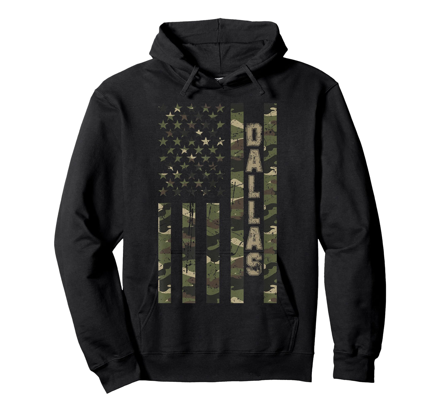Dallas United States Distressed Camo w US Flag T-Shirt