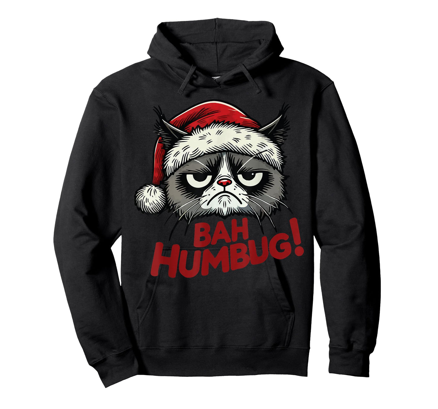 Bah Humbug Funny Bad Cat Christmas Hater Cat Lover Xmas T-Shirt