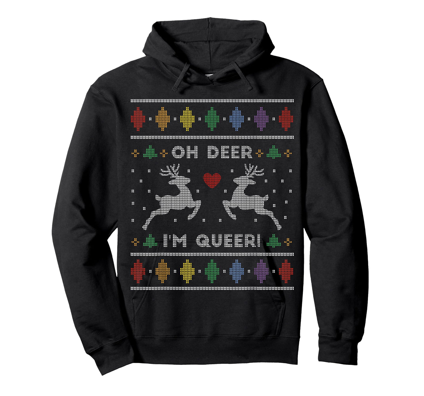 LGBT Ugly Christmas Sweater Oh Deer Im Queer Men Women Adult T-Shirt