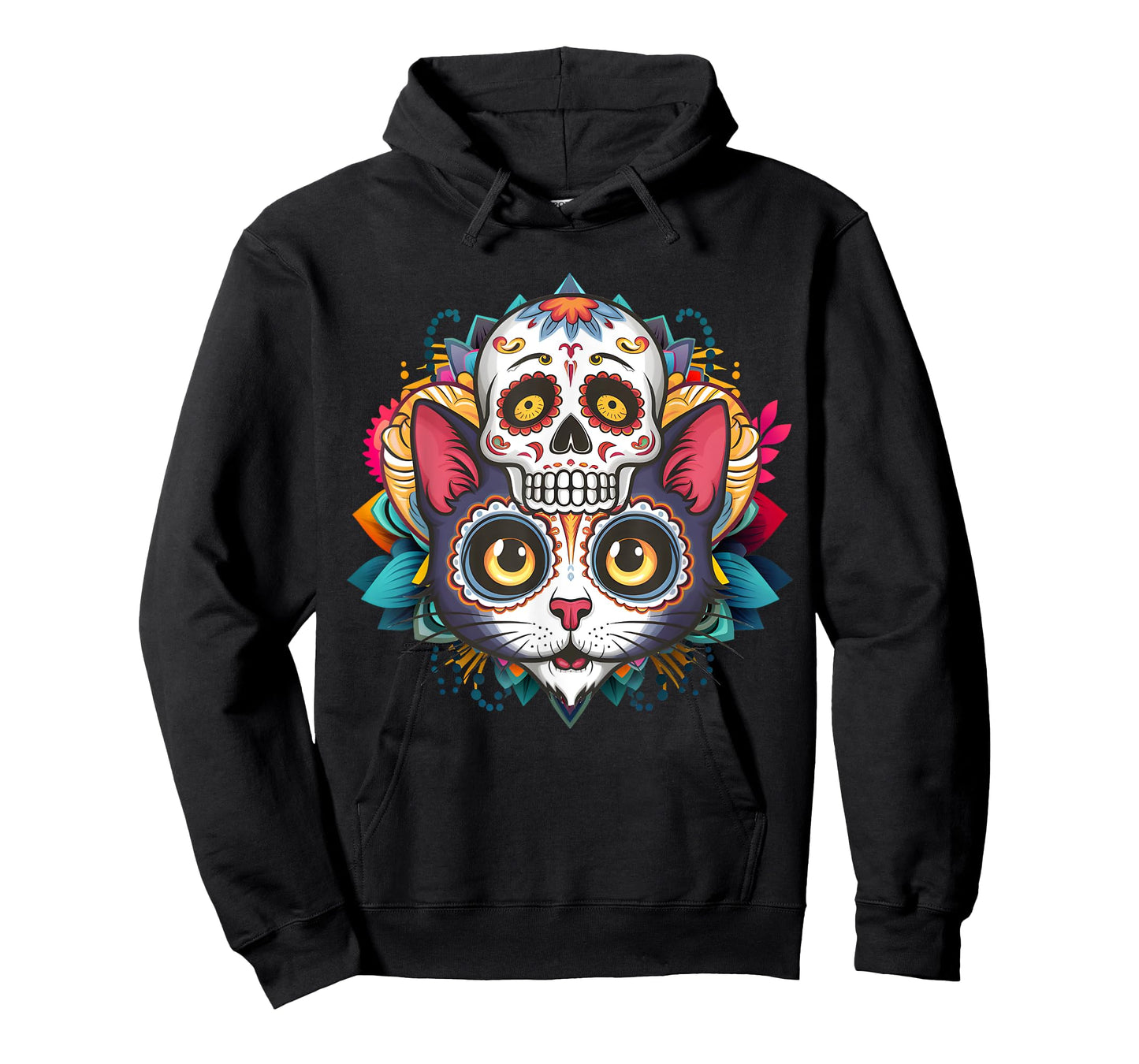Dia De Los Muertos Cinco De Mayo Cat Sugar Skull Halloween T-Shirt