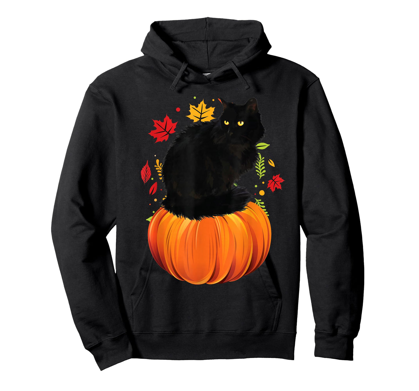 Thanksgiving Black Cat Autumn Leaves Fall Pumpkin Cat T-Shirt