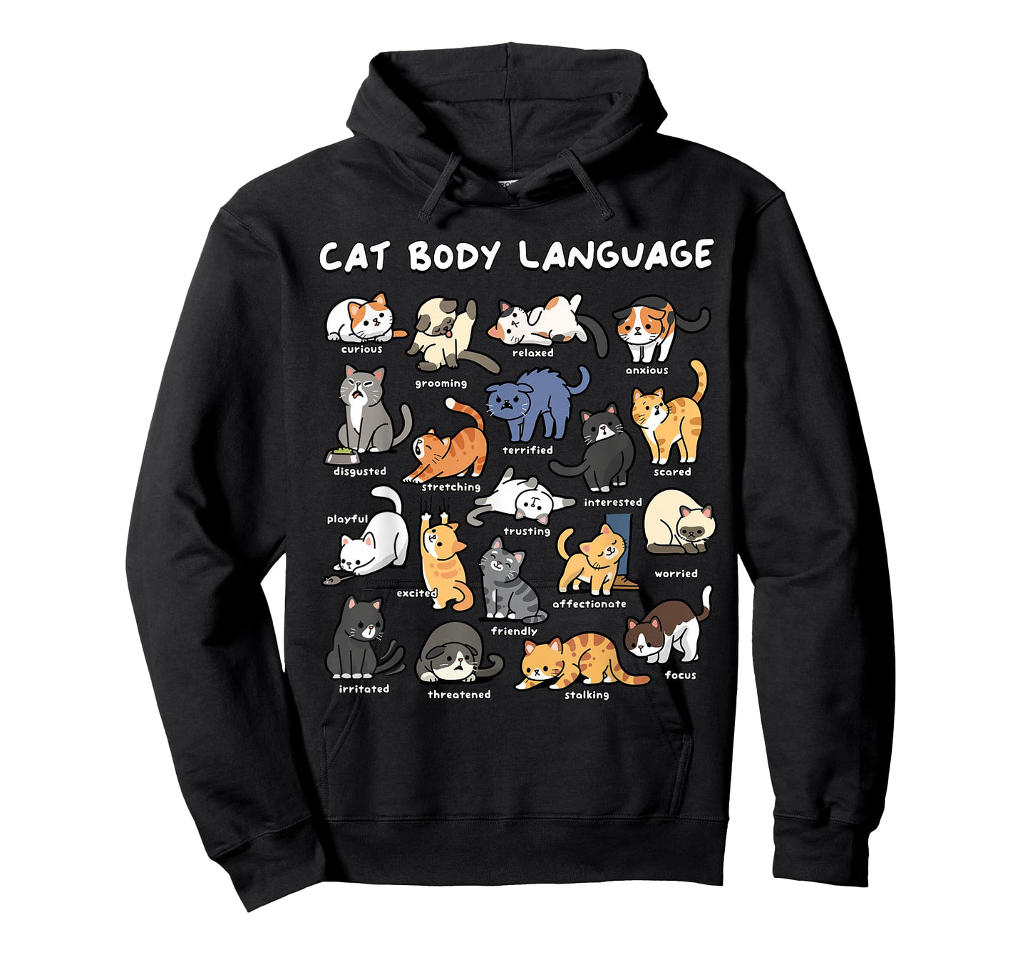 Cat Body Language Cute Cat Lover Kawaii T-Shirt