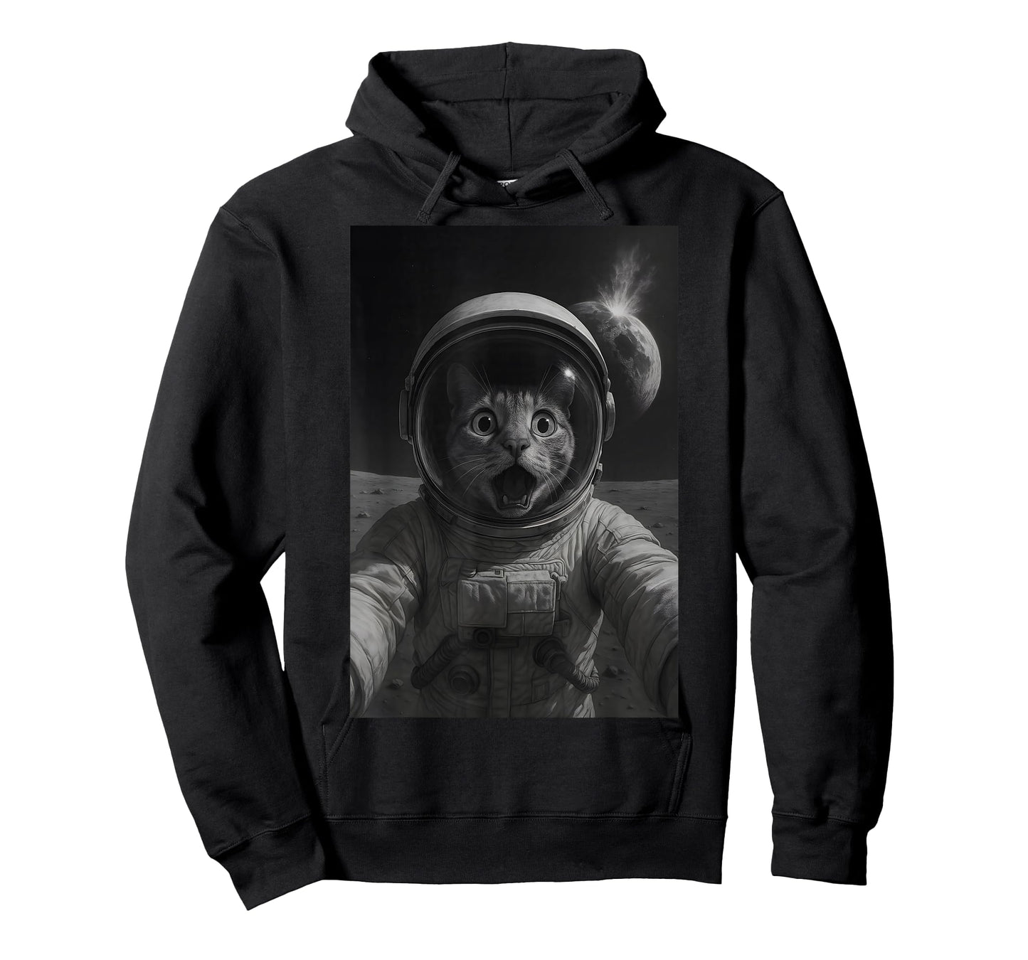 Selfie Cat Funny Astronaut on The Moon Space Cat T-Shirt