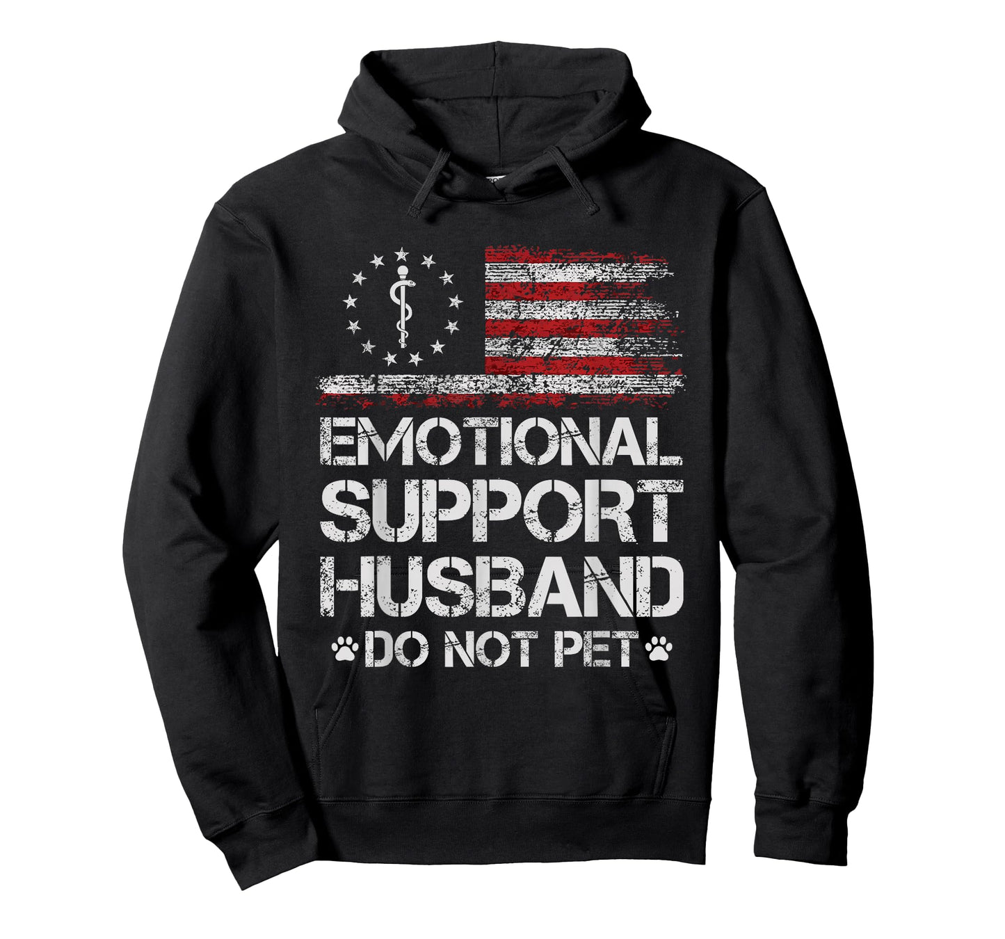 Emotional Support Husband Do Not Pet - Vintage American Flag T-Shirt