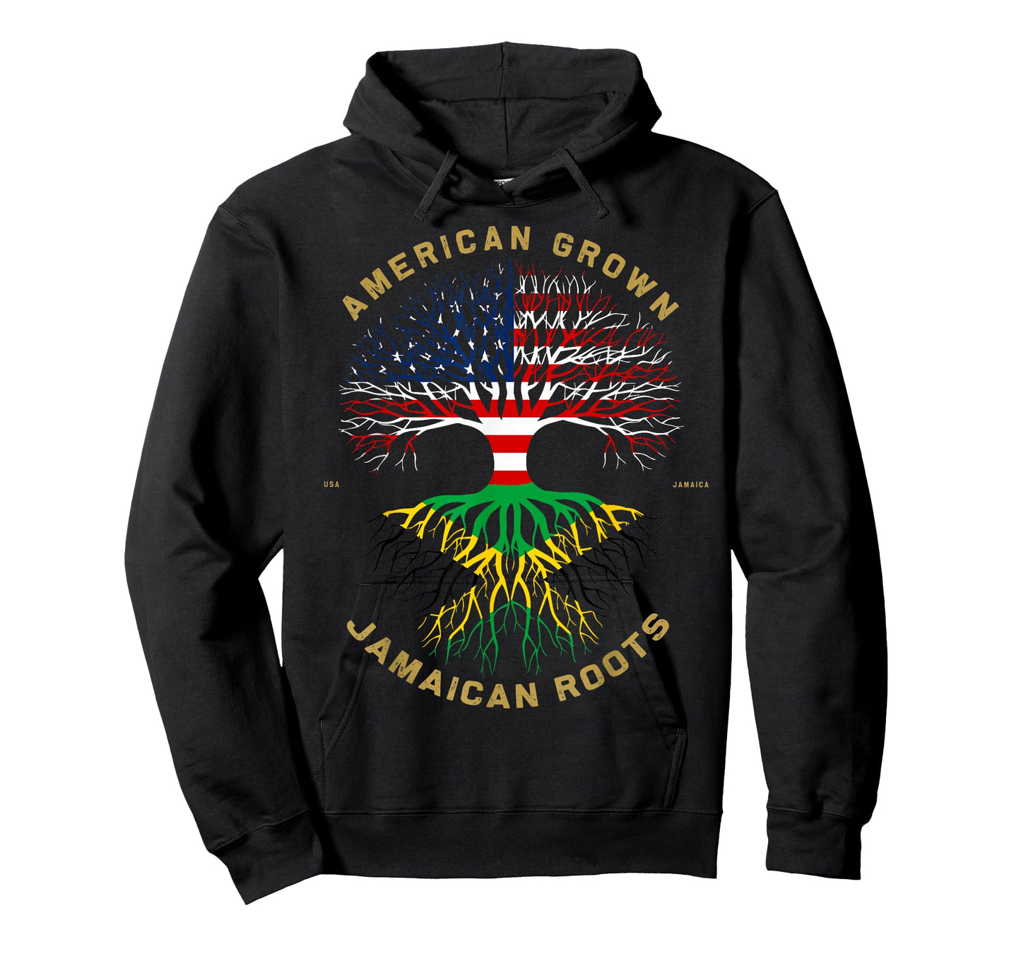 American Grown With Jamaican Roots Tree Vintage USA Flag T-Shirt