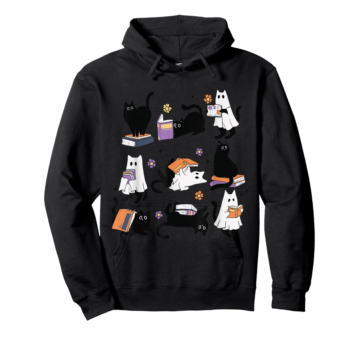 Halloween Ghost Black Cat Reading Book Costume T-Shirt