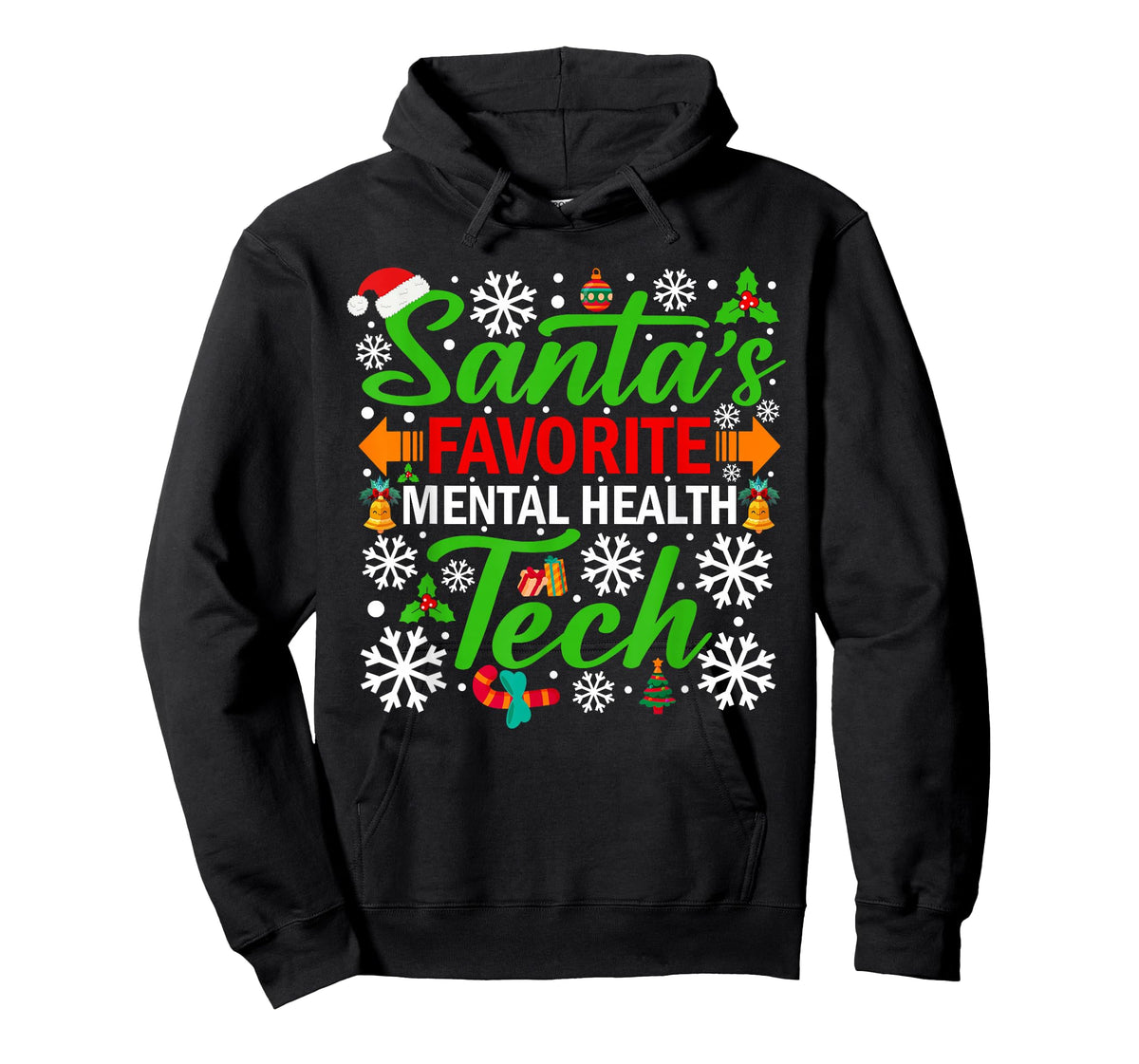Santa's Favorite Mental Health Tech Shirt Funny Christmas T-Shirt