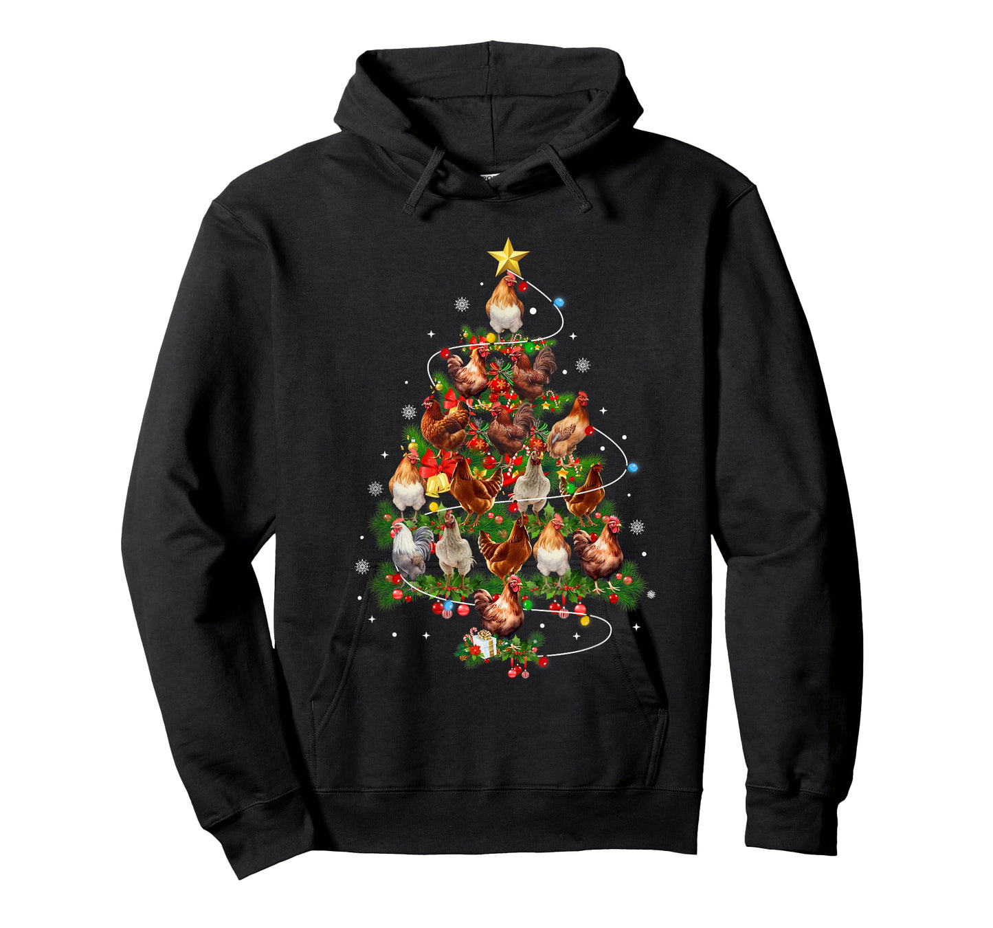 Chicken Christmas Tree Lights Santa Hat Xmas Chicken Lover T-Shirt
