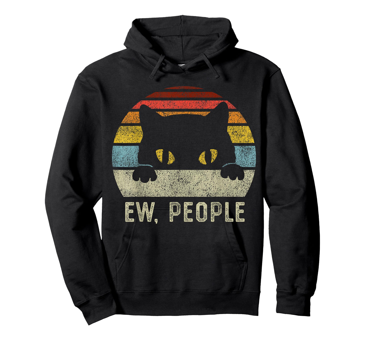 Ew People Retro Cat Funny Vintage Anti Social Introvert T-Shirt