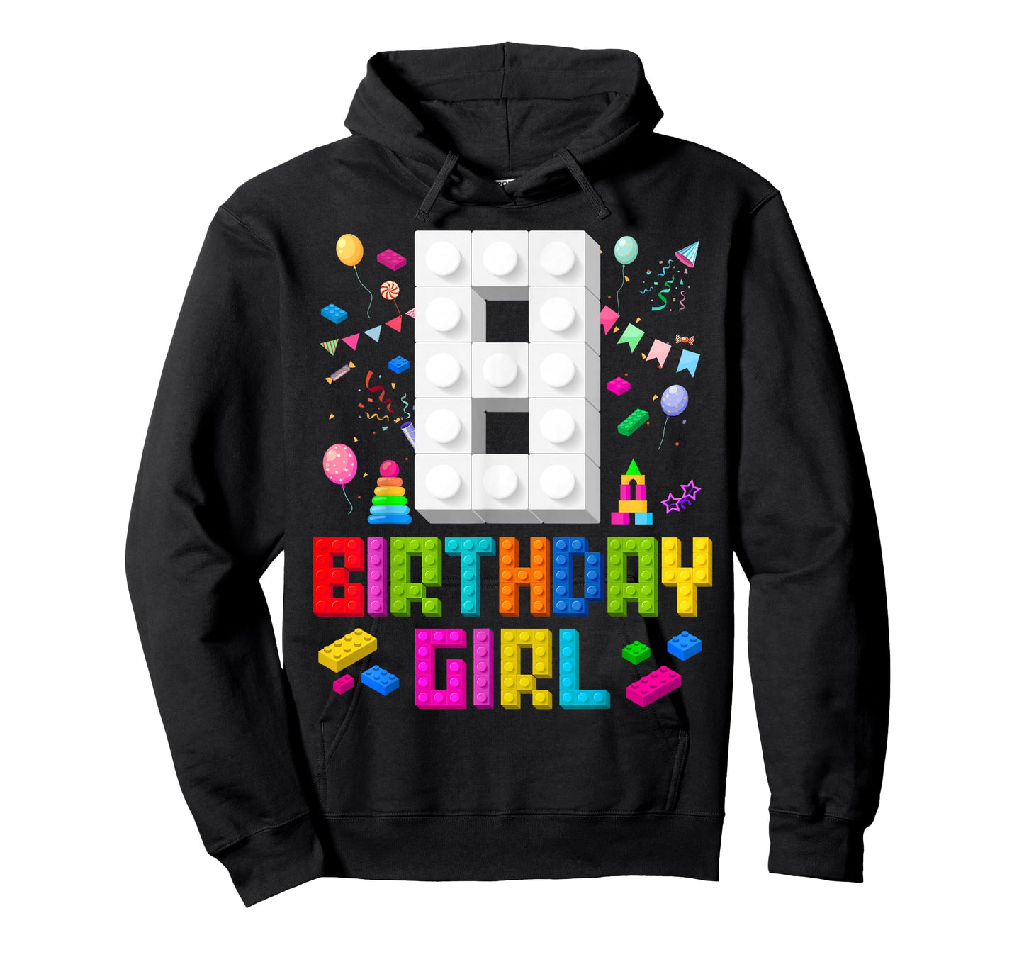 8th Birthday Girl Master Builder 8 Years Old Building Block T-Shirt