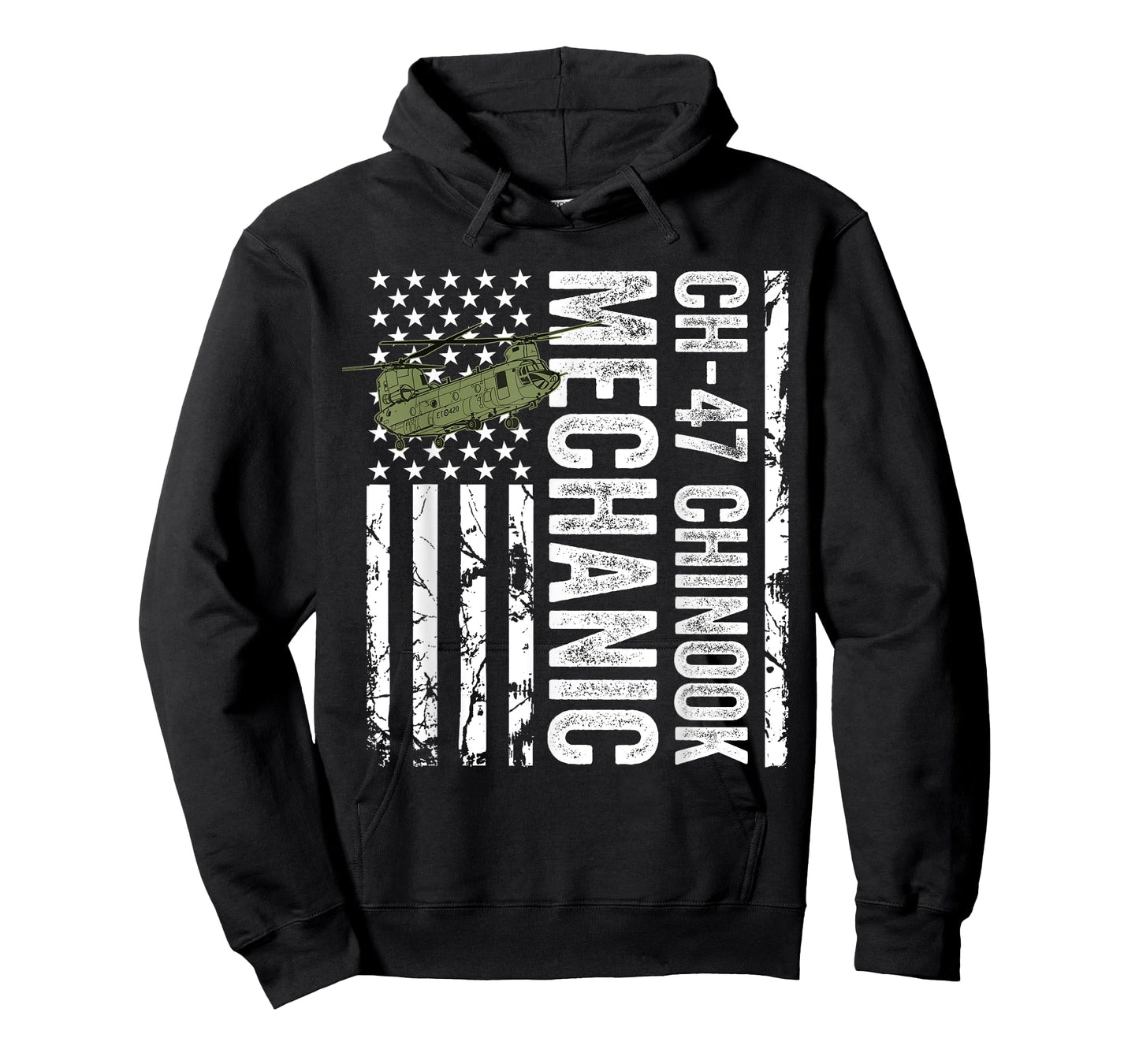 CH-47 Chinook Helicopter Mechanic USA Flag Retired Veteran Women Men T-Shirt