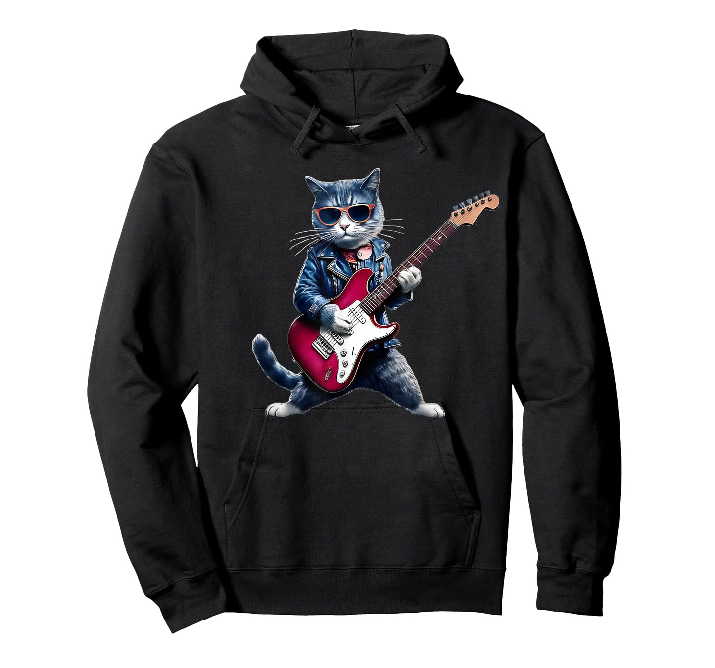 Rock Cat Playing Guitar - Funny Guitar Cat T-Shirt