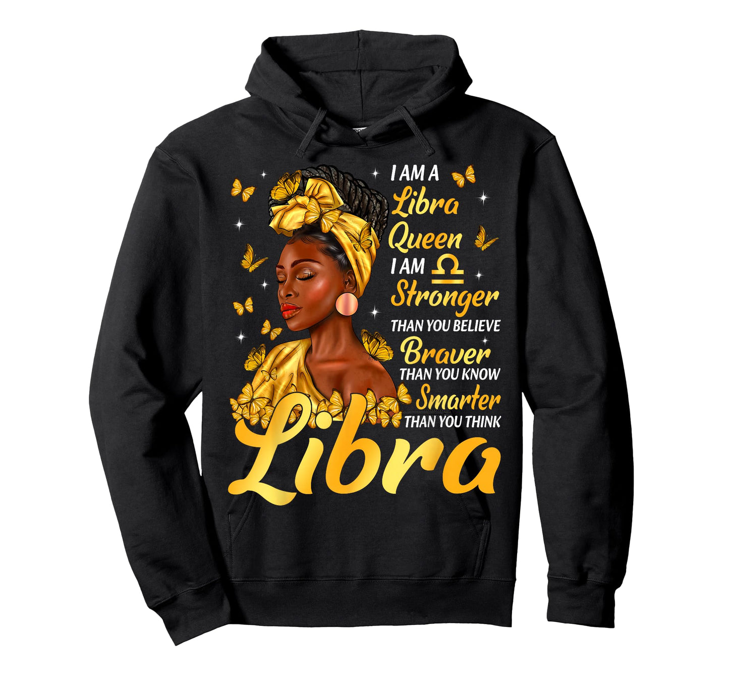 Libra Queen Black Woman Stronger Braver Smarter Zodiac T-Shirt