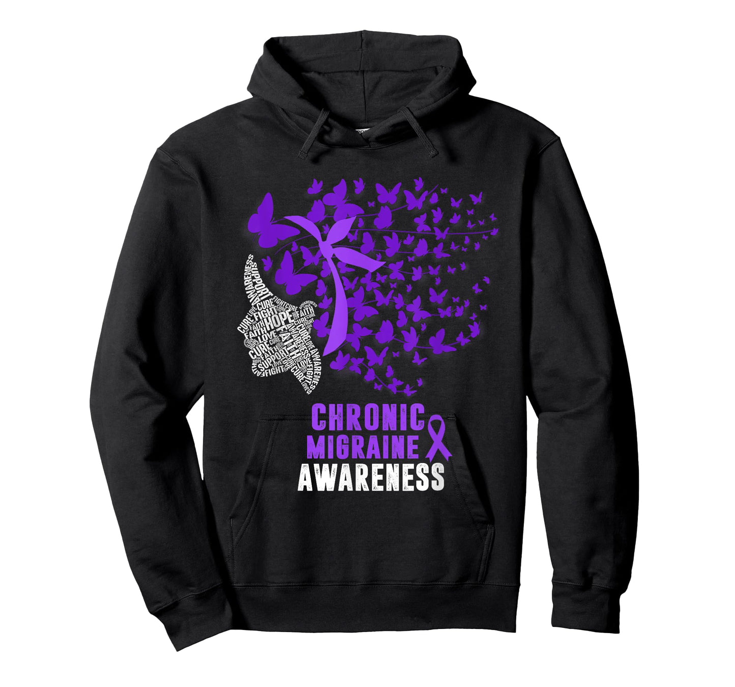 Chronic Migraine Awareness Month Butterfly Purple Ribbon T-Shirt