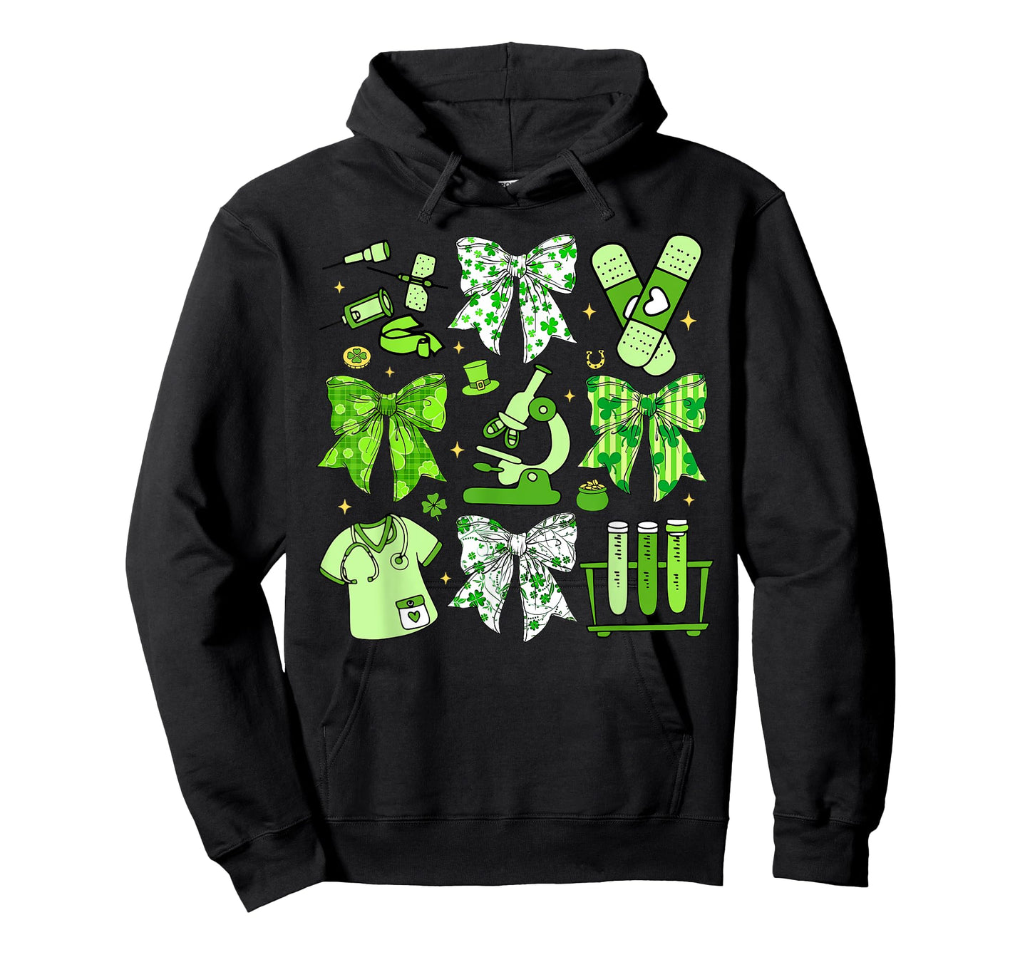 Coquette Bow Phlebotomy St. Patrick's Day Phlebotomist Tech Unisex-Adults Black Small Short Sleeve T-Shirt