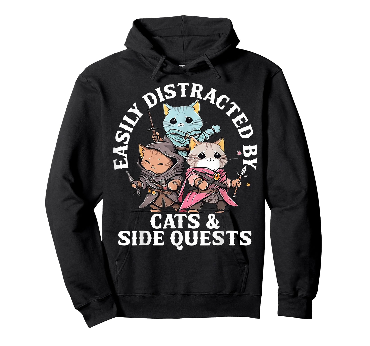 Easily Distracted by Cats and Side Quest T-Shirt