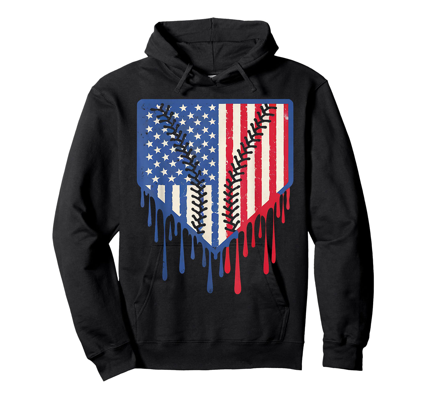 Funny Baseball Drip Boys Ice Cream Patriotic American Flag T-Shirt